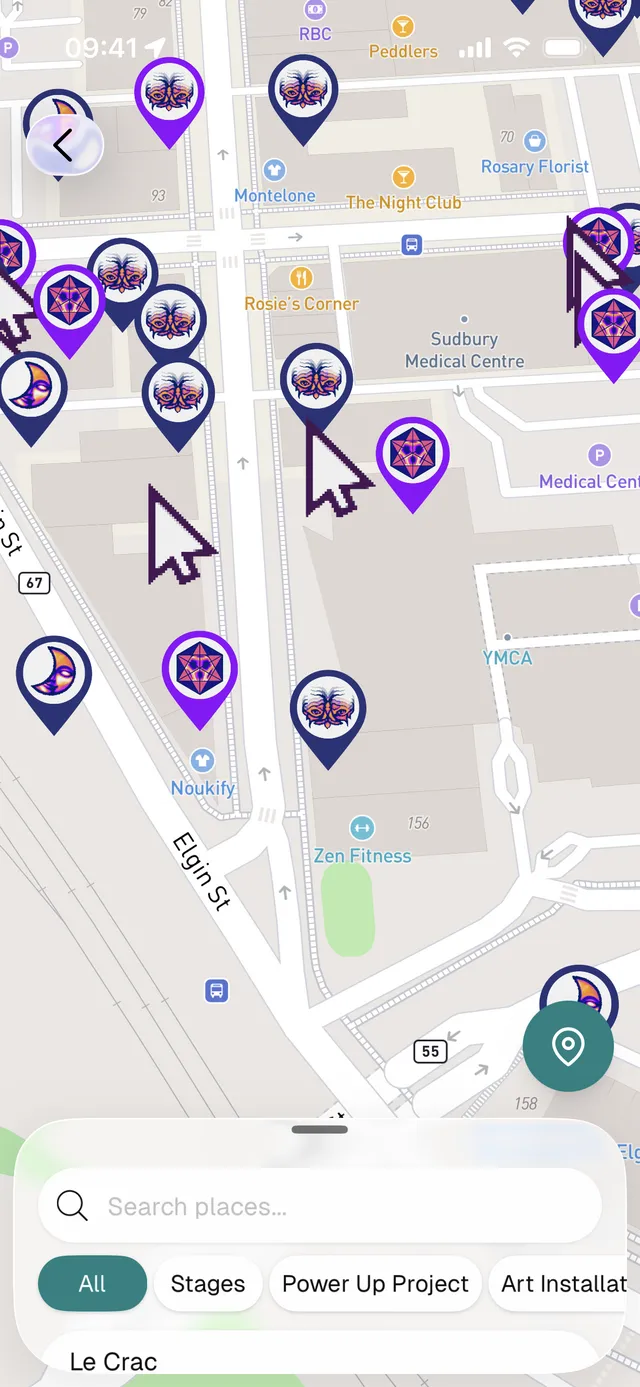 Un mapa del festival con escenarios y servicios