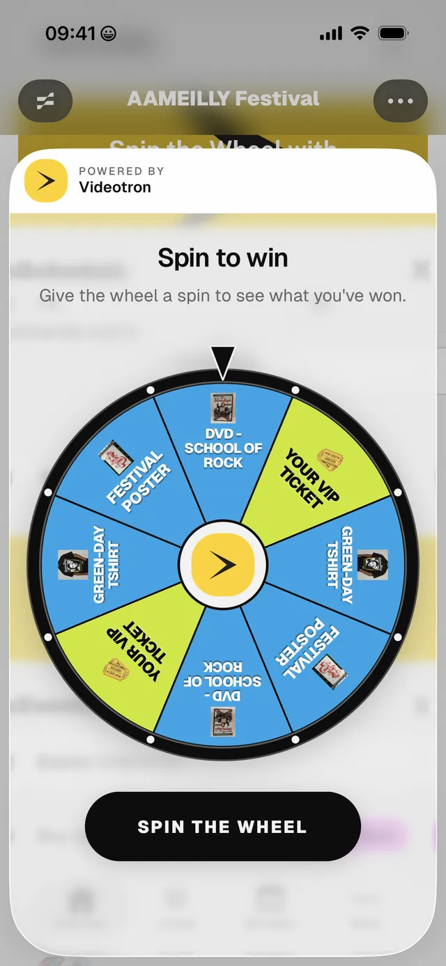 Una ruleta de premios presentada por un patrocinador